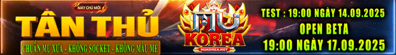 Game Mu Online PC private lậu mới ra tháng 09 2025: Mukorea.net - MU Online	 - Exp 10x - Drop 10% - Alpha Test 15/09/2025 - Open Beta 17/09/2025